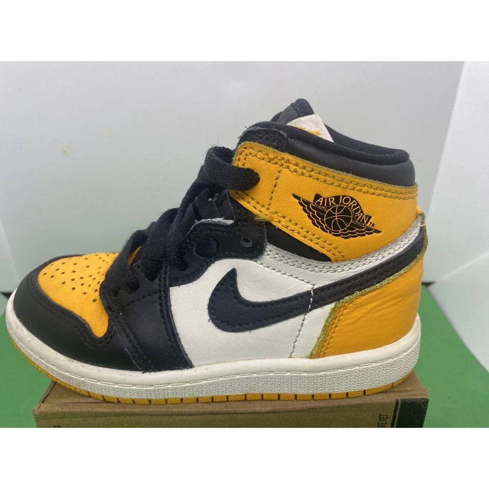 Nike Air Jordan 1 Retro High OG PS 'Yellow Toe' AQ2664-711 Little Kid Size 11C